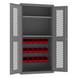 Durham EMDC36242S15B1795 Ventilated Cabinet, 14 Gauge, 2 Shelves, 15 Red Bins, 36 X 24 X 72