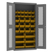 Durham EMDC-362472-30B-95 Ventilated Cabinet, 14 Gauge, 30 Yellow Bins, 36 X 24 X 72