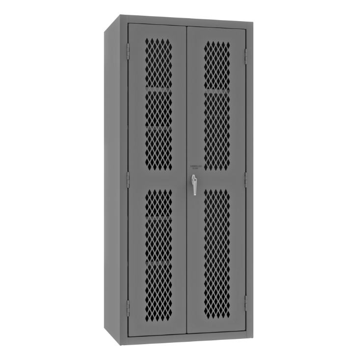 Durham EMDC-362484-HDL-95 Ventilated Janitorial Cabinet, 14 Gauge, 5 Shelves, 36 X 24 X 84
