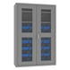 Durham EMDC-481872-24B-2S-5295 Ventilated Cabinet, 14 Gauge, 2 Shelves, 24 Blue Bins, 48 X 18 X 72