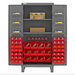 Durham HDC36-60-2S6D1795 Cabinet, 12 Gauge, 2 Shelves, 6 Door Shelves, 60 Red Bins, 36 X 24 X 78