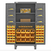 Durham HDC36-60-2S6D95 Cabinet, 12 Gauge, 2 Shelves, 6 Door Shelves, 60 Yellow Bins, 36 X 24 X 78