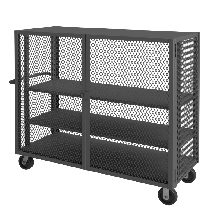 Durham HTL-2460-DD-2AS-95 Mesh Truck, 2 Adjustable Shelves, 24 X 60, 2000 Lbs. Capacity