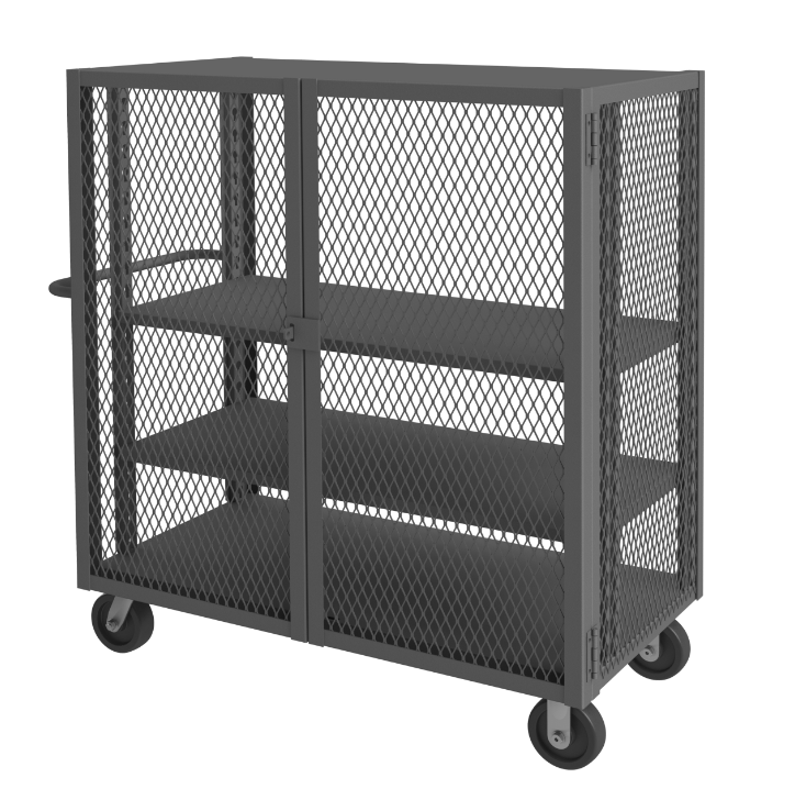 Durham HTL-3048-DD-3AS-95 Mesh Truck, 3 Adjustable Shelves, 30 X 48, 2000 Lbs. Capacity
