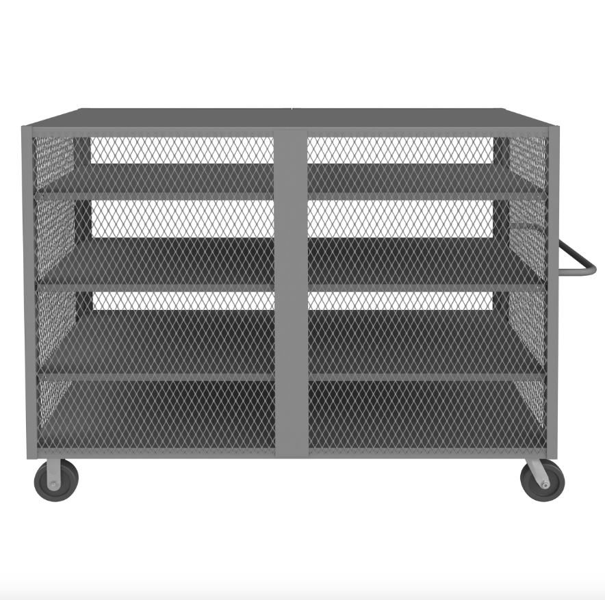 Durham HTL-3672-DD-3AS-95 Mesh Truck, 4 Shelves, 36 X 72, 2000 Lbs. Capacity