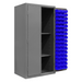 Durham 3501-DLP-PB-96-2S-5295 Cabinet, 14 Gauge, Pegboard, 2 Shelves, 96 Blue Bins, 36 X 24 X 72
