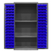 Durham 3501-DLP-PB-96-2S-5295 Cabinet, 14 Gauge, Pegboard, 2 Shelves, 96 Blue Bins, 36 X 24 X 72