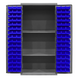 Durham 3501-DLP-PB-96-2S-5295 Cabinet, 14 Gauge, Pegboard, 2 Shelves, 96 Blue Bins, 36 X 24 X 72