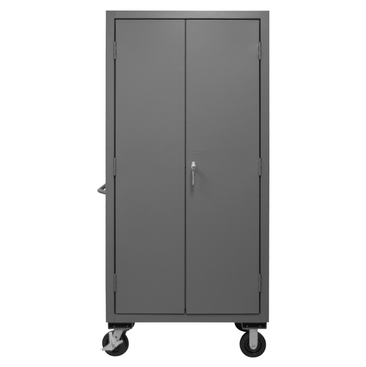 Durham 3501M-BLP-30-5295 Mobile Cabinet, 14 Gauge, 30 Blue Bins, 36 X 24 X 81