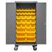 Durham 3501M-BLP-30-95 Mobile Cabinet, 14 Gauge, 30 Yellow Bins, 36 X 24 X 81