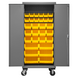 Durham 3501M-BLP-30-95 Mobile Cabinet, 14 Gauge, 30 Yellow Bins, 36 X 24 X 81