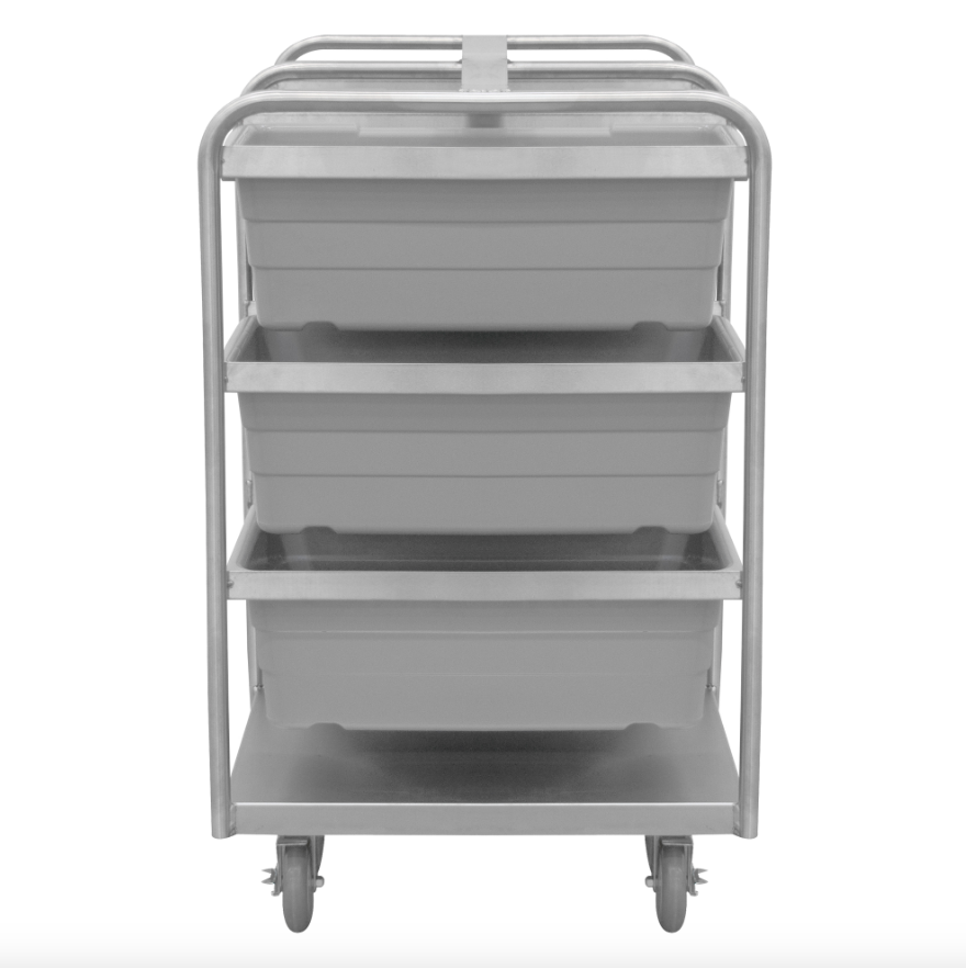 Durham STBR-303642-6-5PU Stainless Steel Tub Rack Cart, 6 Bins, 36-3/4 X 26 X 42