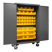 Durham 2502M-BLP-42-95 Mobile Cabinet, 16 Gauge, 42 Yellow Bins, 48 X 24 X 81