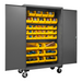 Durham 2502M-BLP-42-95 Mobile Cabinet, 16 Gauge, 42 Yellow Bins, 48 X 24 X 81