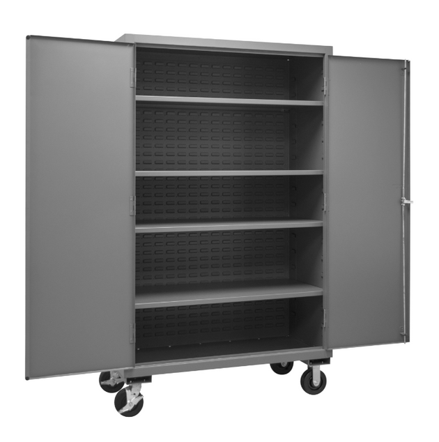 Durham 2502M-BLP-4S-95 Mobile Cabinet, 16 Gauge, 4 Shelves, 48 X 24 X 81