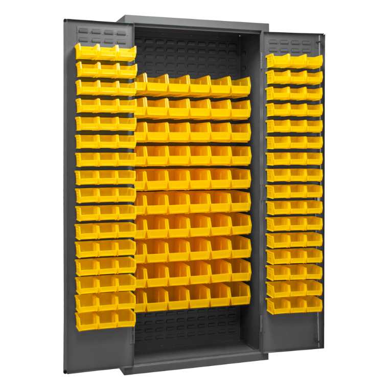 Durham 2603-156B-95 Cabinet, 16 Gauge, 156 Yellow Bins, 36 X 18 X 84